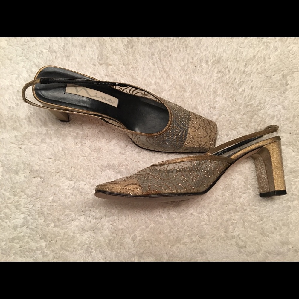 Gold and mesh dressy shoes