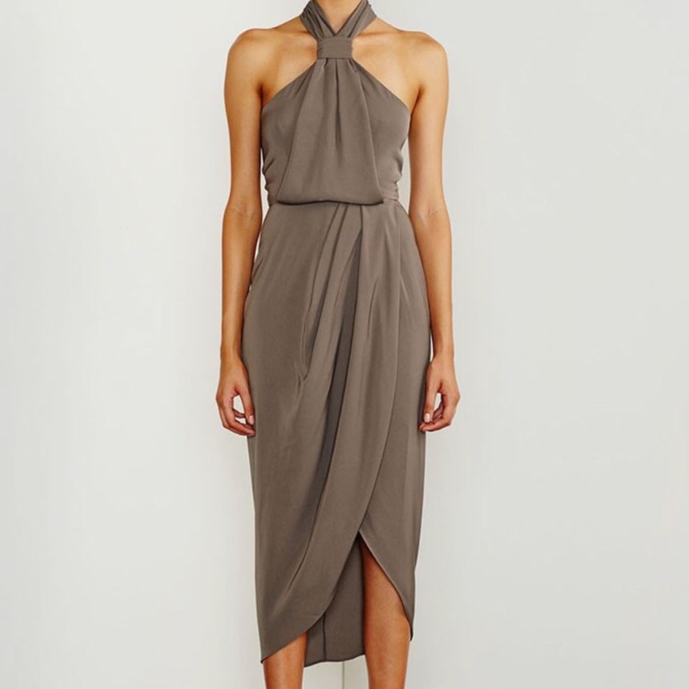 NWT Shona Joy Knot Drape Dress in Olive