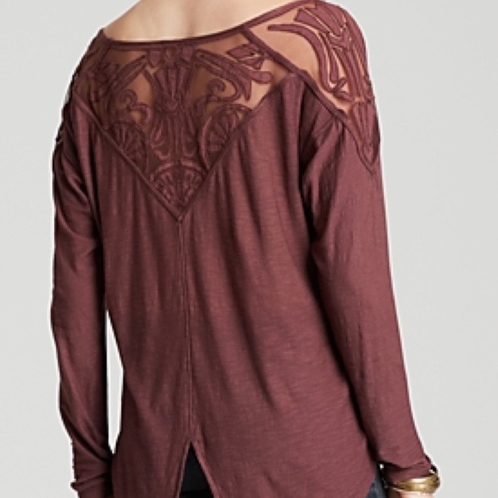 Free People Plum Split Back Gatsby Top