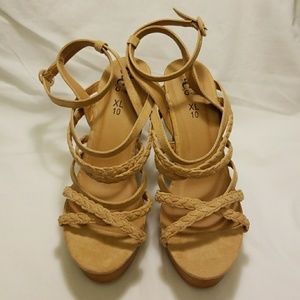 Rue21 Tan Strappy Wedges Sz XL 10
