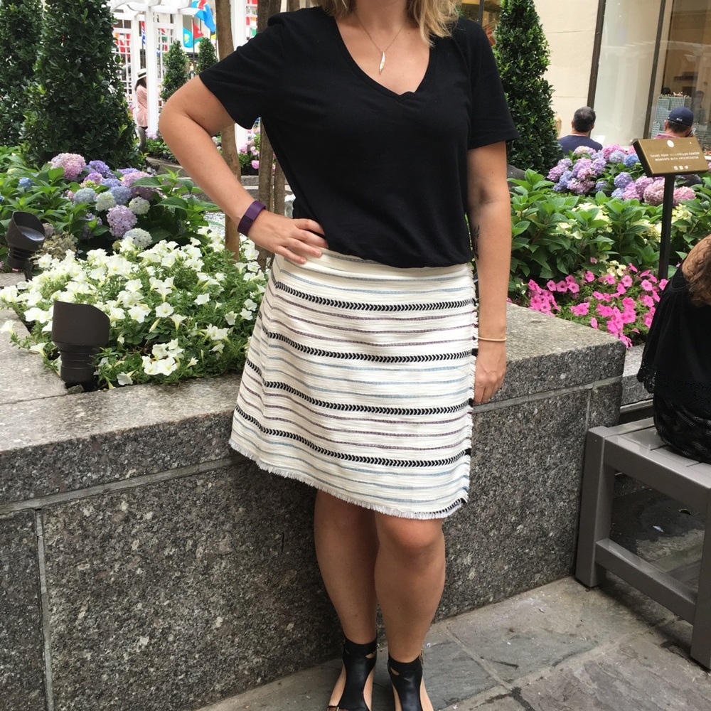 Loft Cream Skirt with Stripes