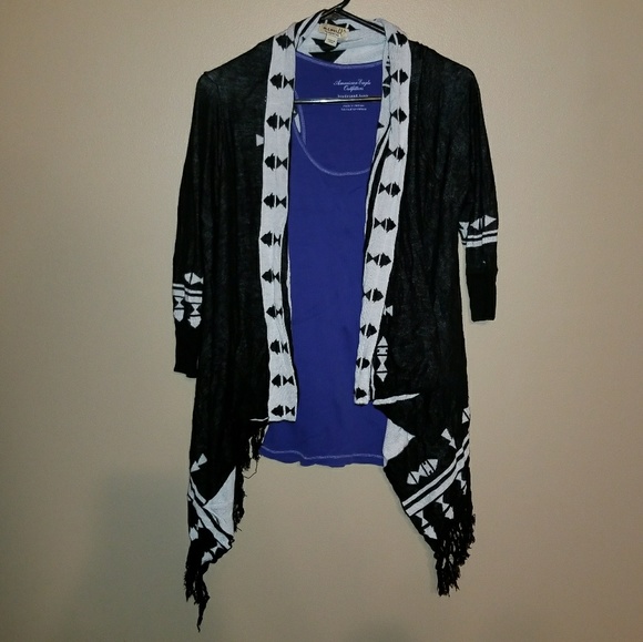 B&W Tribal Print Cardigan - Picture 2 of 2