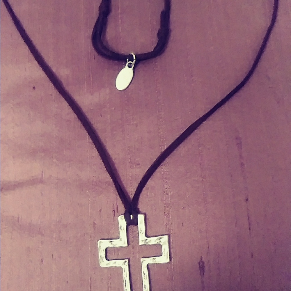 Cross leather jewelry necklace