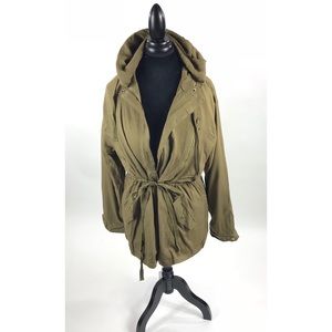 Khaki Casual Hooded Jacket