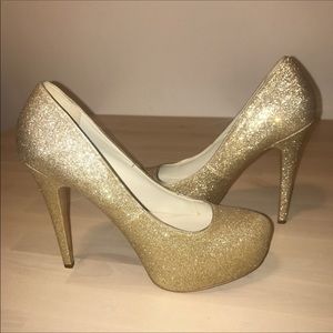 Also Gold Glitter Heels