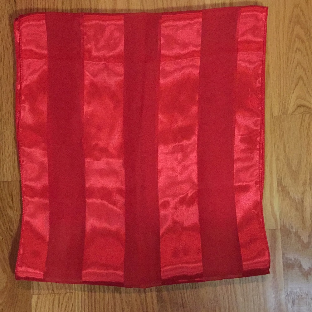 Red scarf with stripes 53”x 13.5”