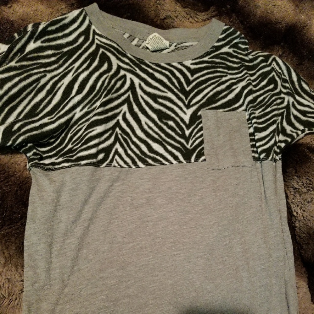 XS pink long sleeved zebra. Print top