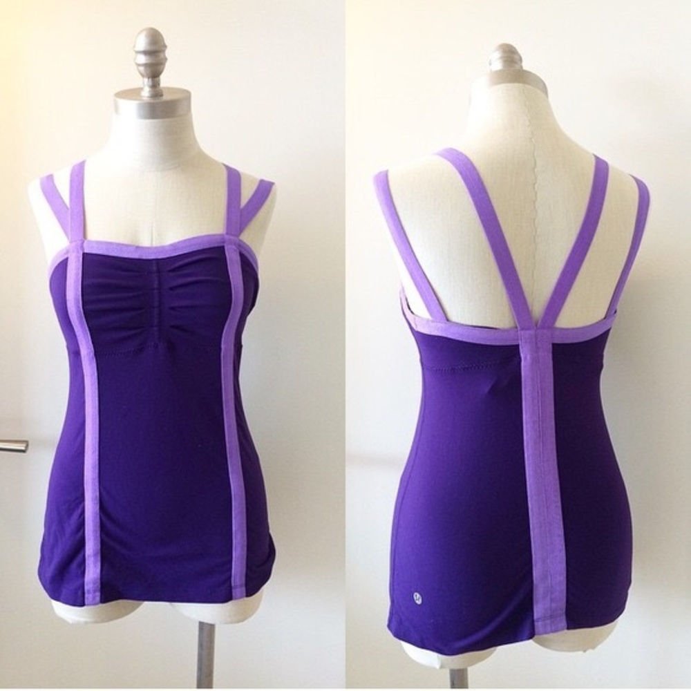 Purple strap lululemon workout tank top