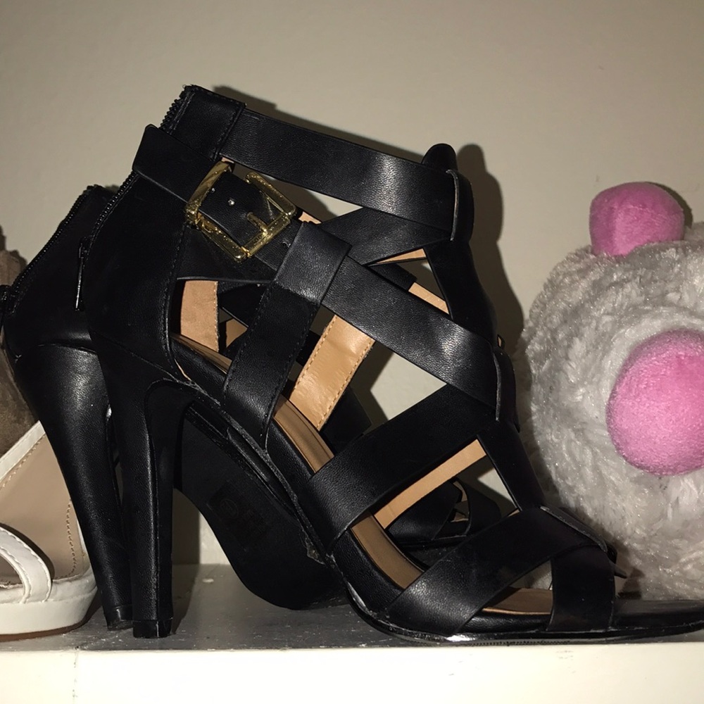 Black strappy heels
