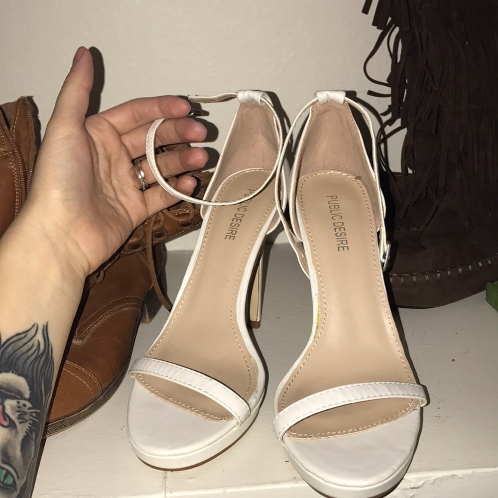 White strappy heels