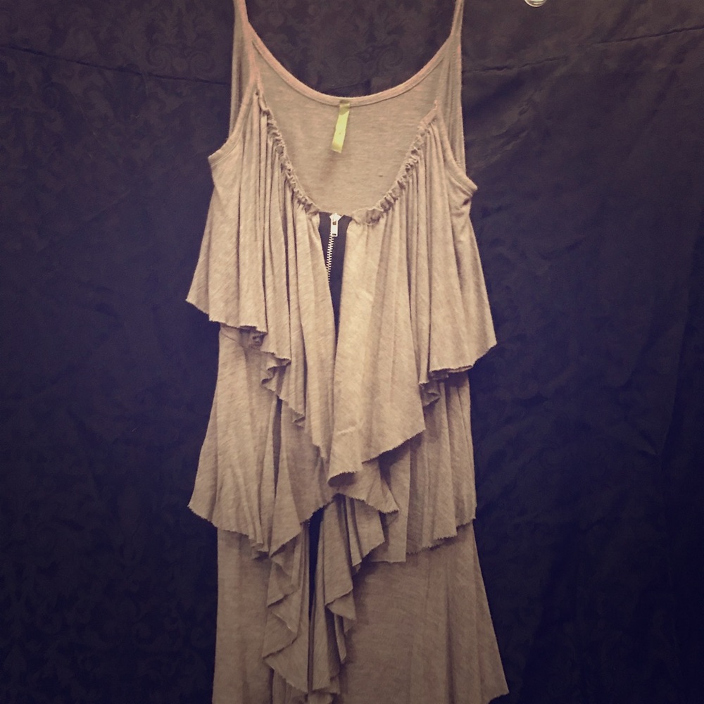 Ruffled, zip up, blouse
