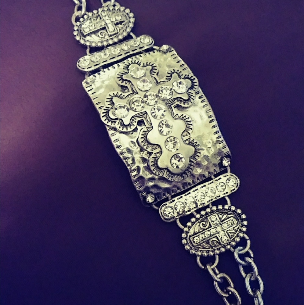 Silver cross Crystal bracelet