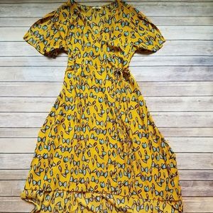 NOT FOR SALE NEW Yellow Butterfly Wrap Dress Sz M