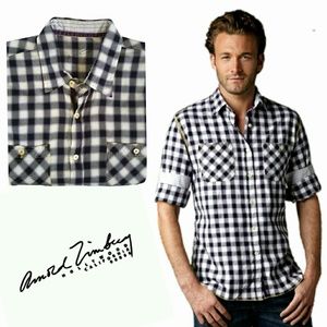 Arnold Zimberg plaid check button down shirt L