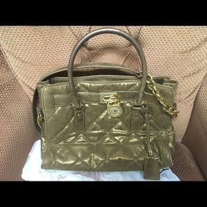 Michael Kors Metallic Gold Hamilton Satchel