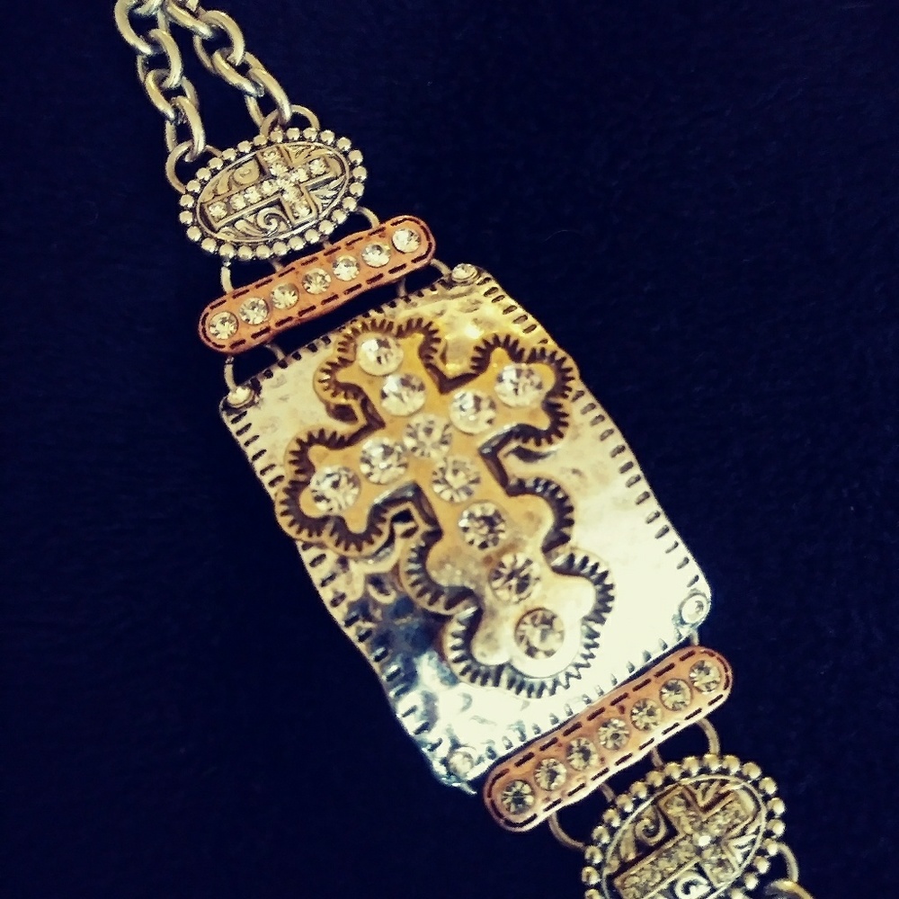 Multi metal cross bracelet