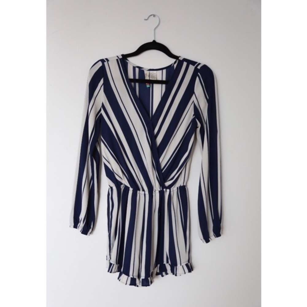 Striped frill romper