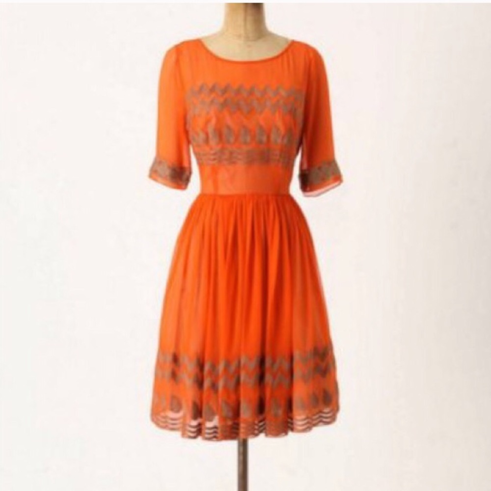 Anthropologie Tracy Reese Tangerine Flicker dress
