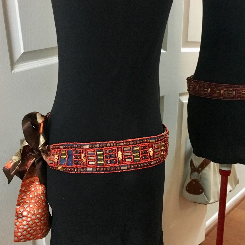 Beaded satin sash with beads