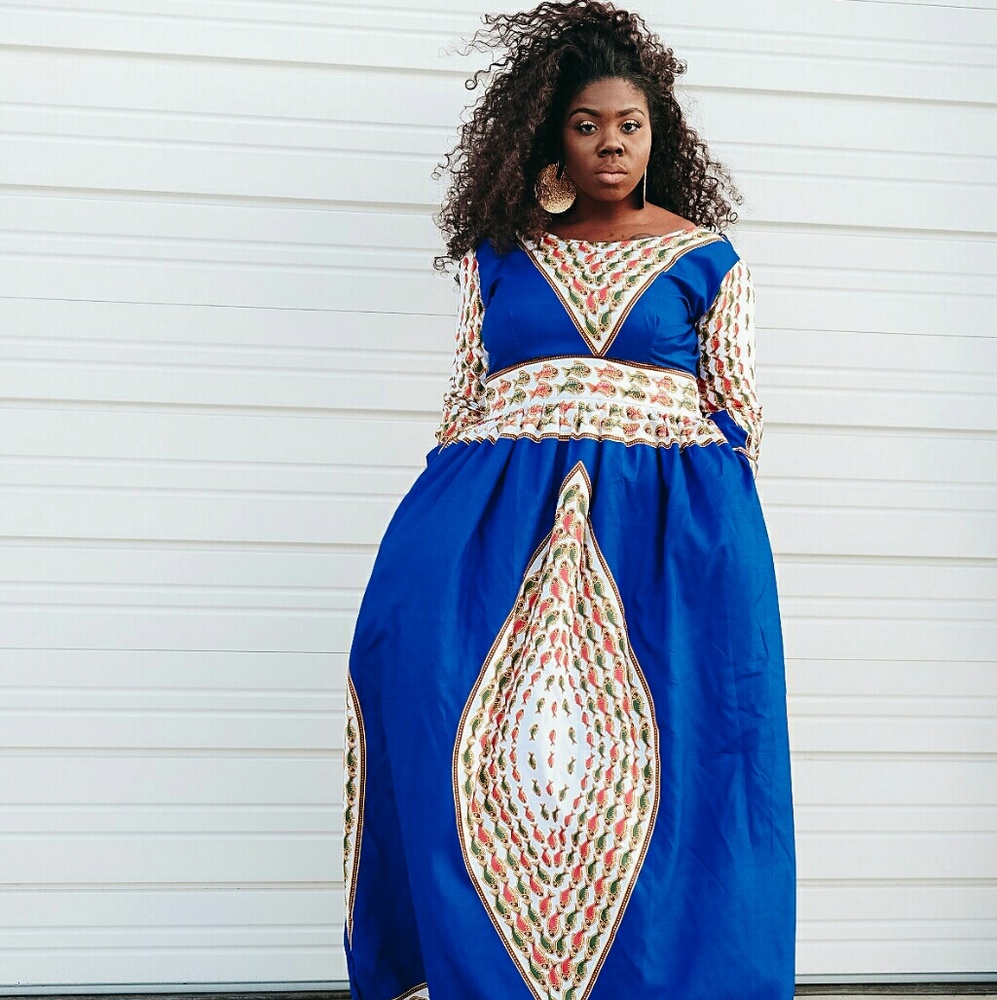 Women African ankara Longsleeve maxi dress
