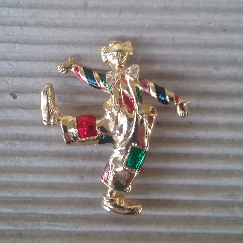 Vintage Circus Clown Articulated Brooch