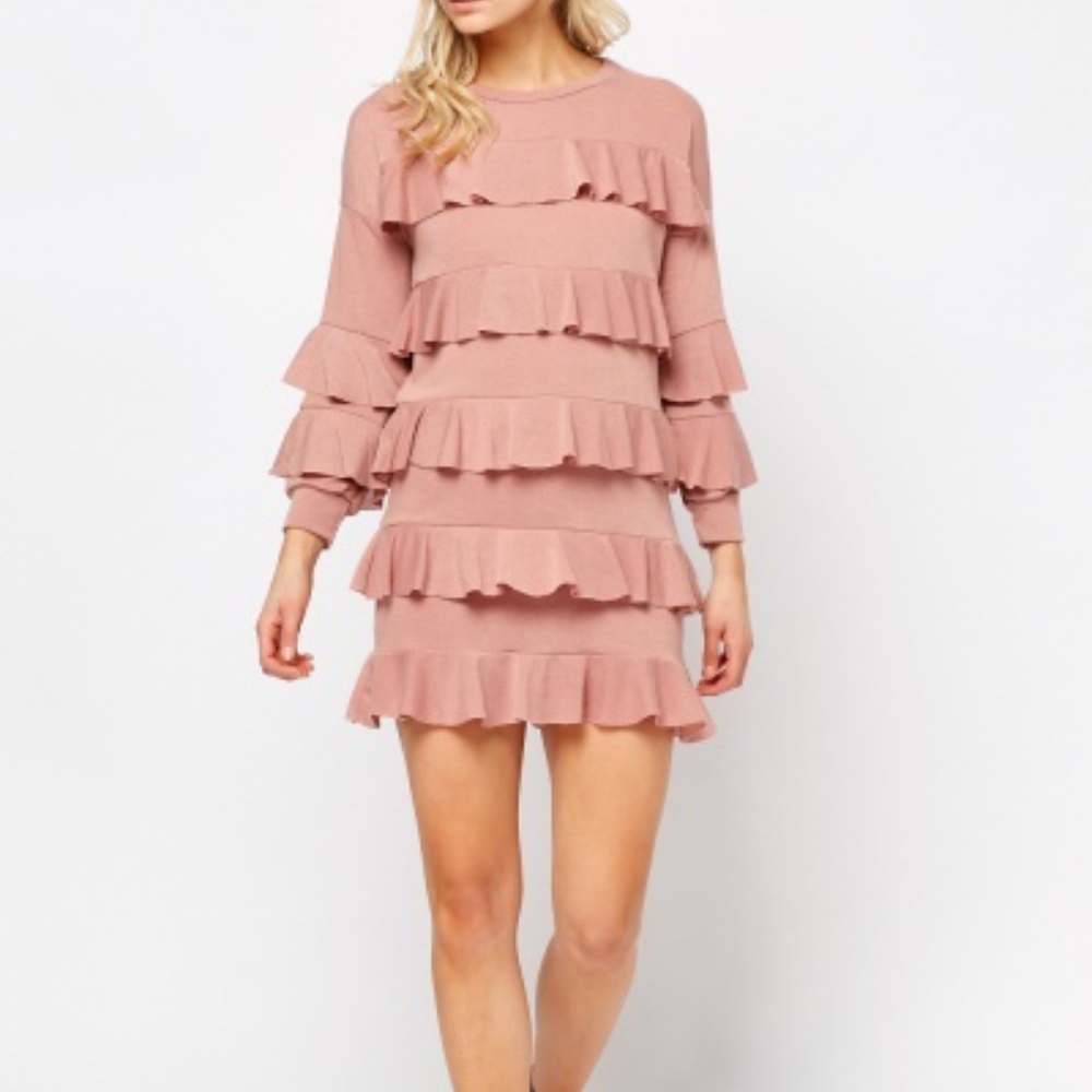 Long Sleeve Ruffled Mini Dress