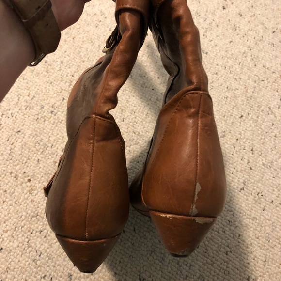 🍁SALE Brown Strappy Wedge Boots sz 10 - Picture 3 of 6