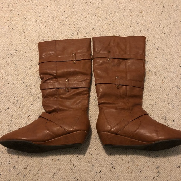 🍁SALE Brown Strappy Wedge Boots sz 10 - Picture 5 of 6