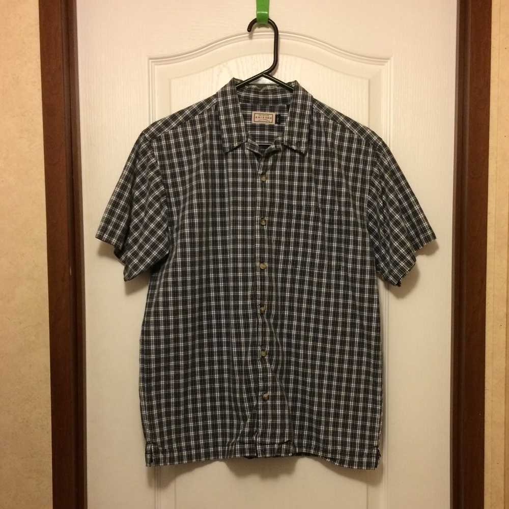 Arizona Jeans Button Up Plaid Boys Shirt