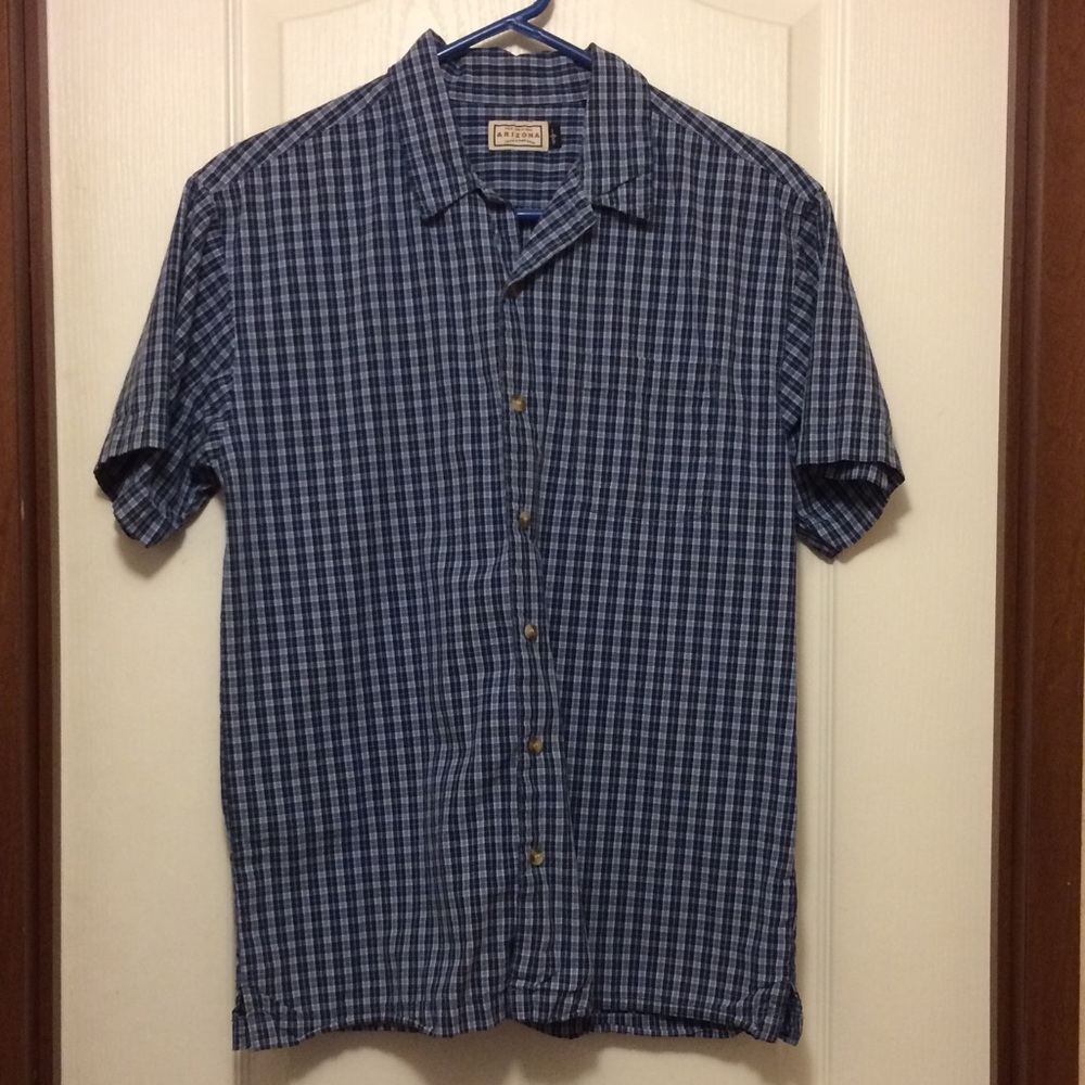 Arizona Jeans Button Up Plaid Boys Shirt