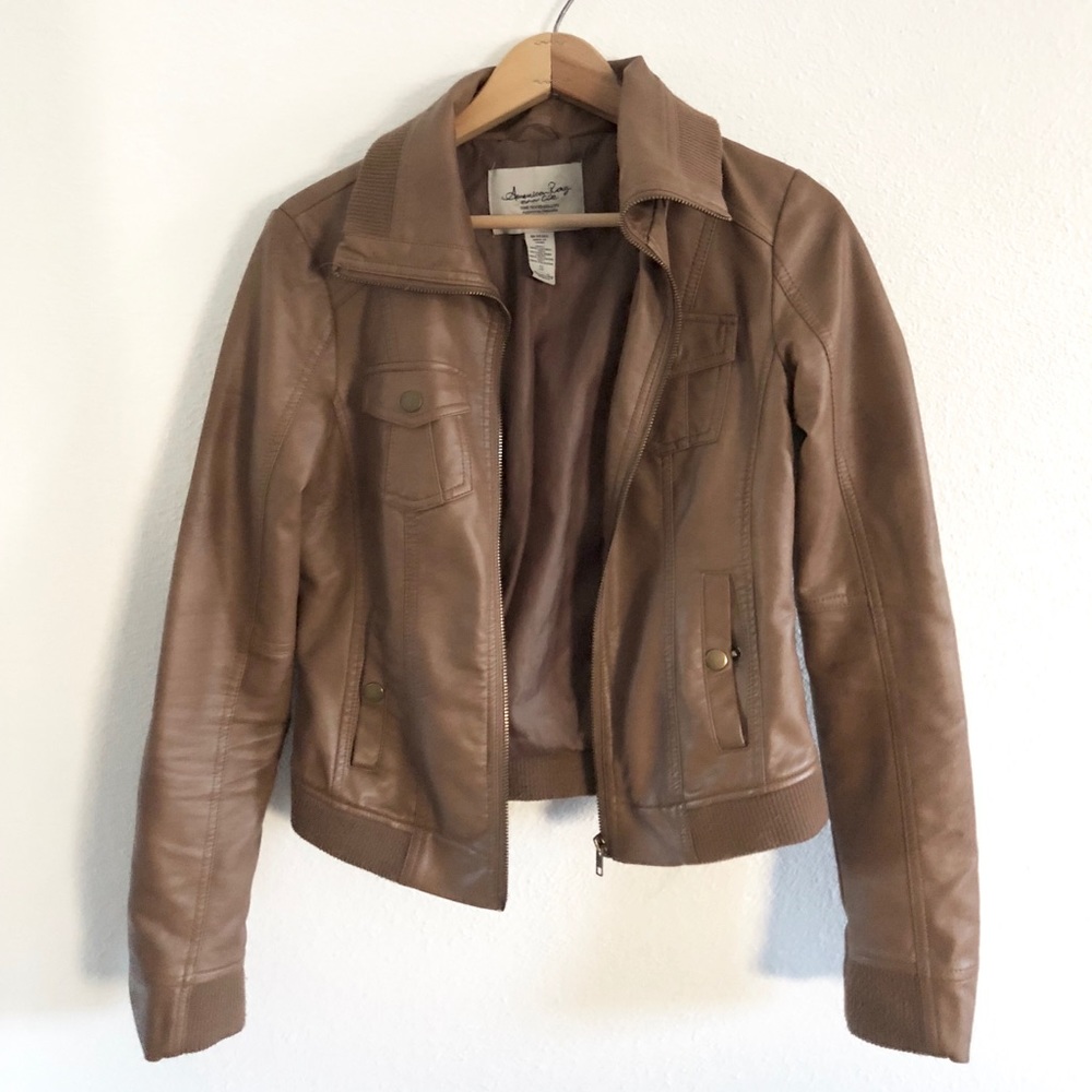 〰️ American Rag Brown Leather Zip Up Jacket