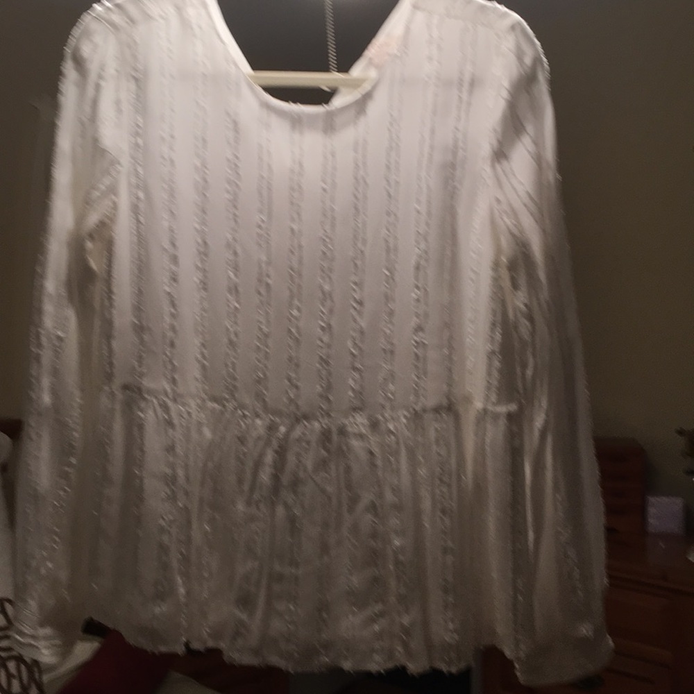 Loft White textured blouse