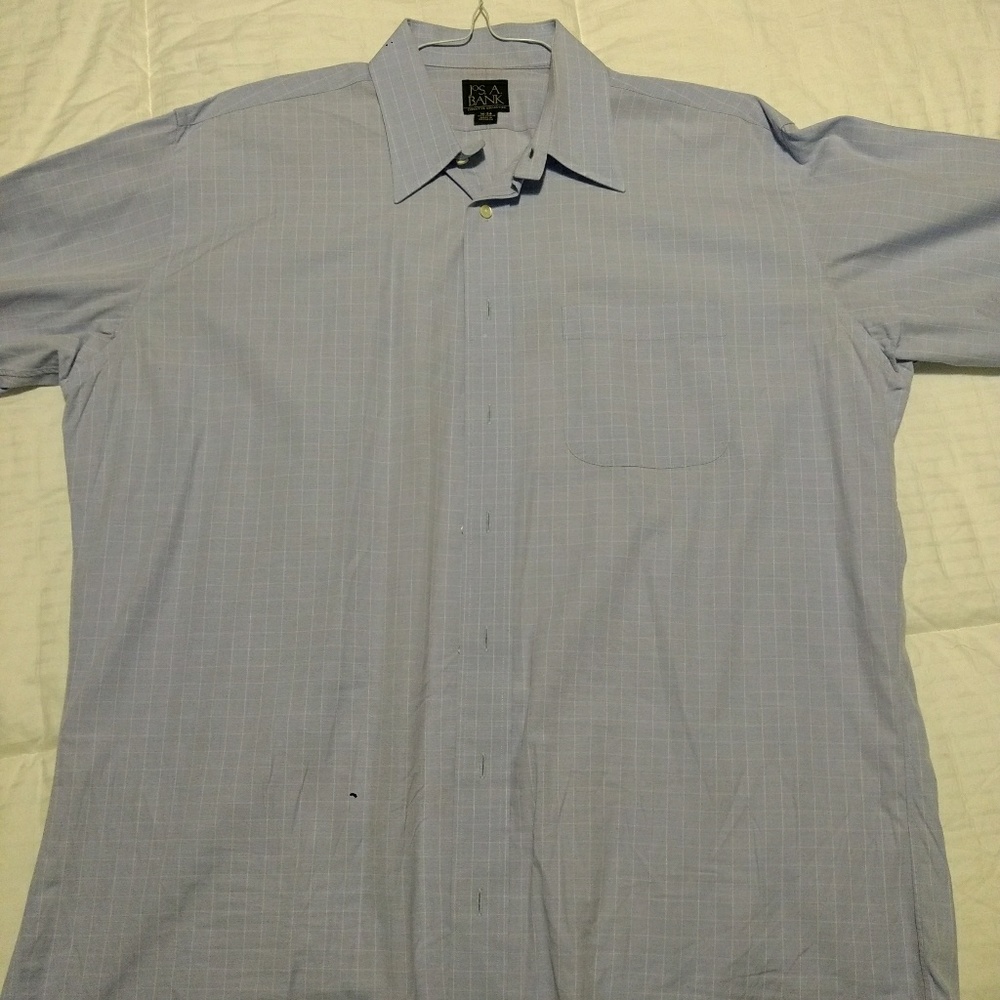 Jos. A Banks Dress Shirt - Blue White Plaid