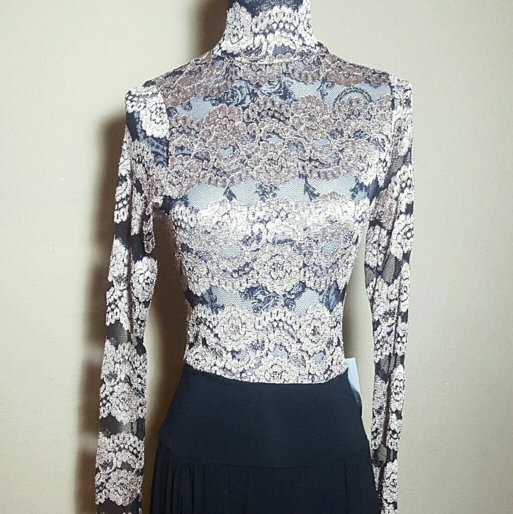 Lace Women's Sexy Split Front Long Sleeve Maxi M
