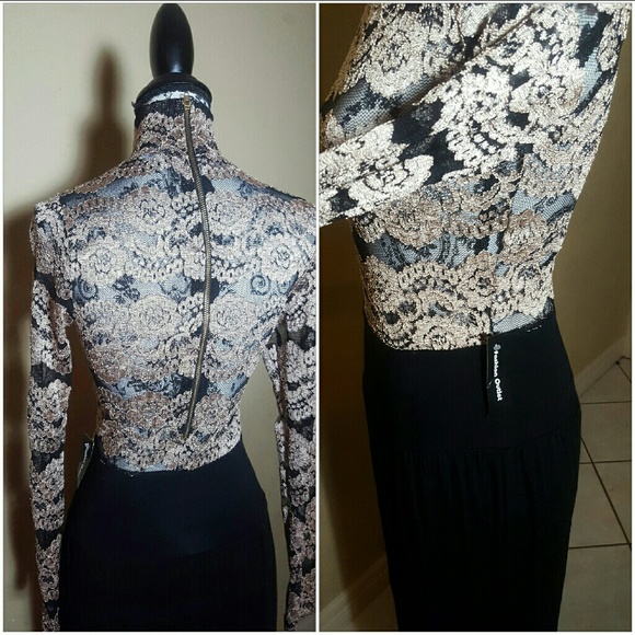 Lace Women's Sexy Split Front Long Sleeve Maxi M - Picture 4 of 7