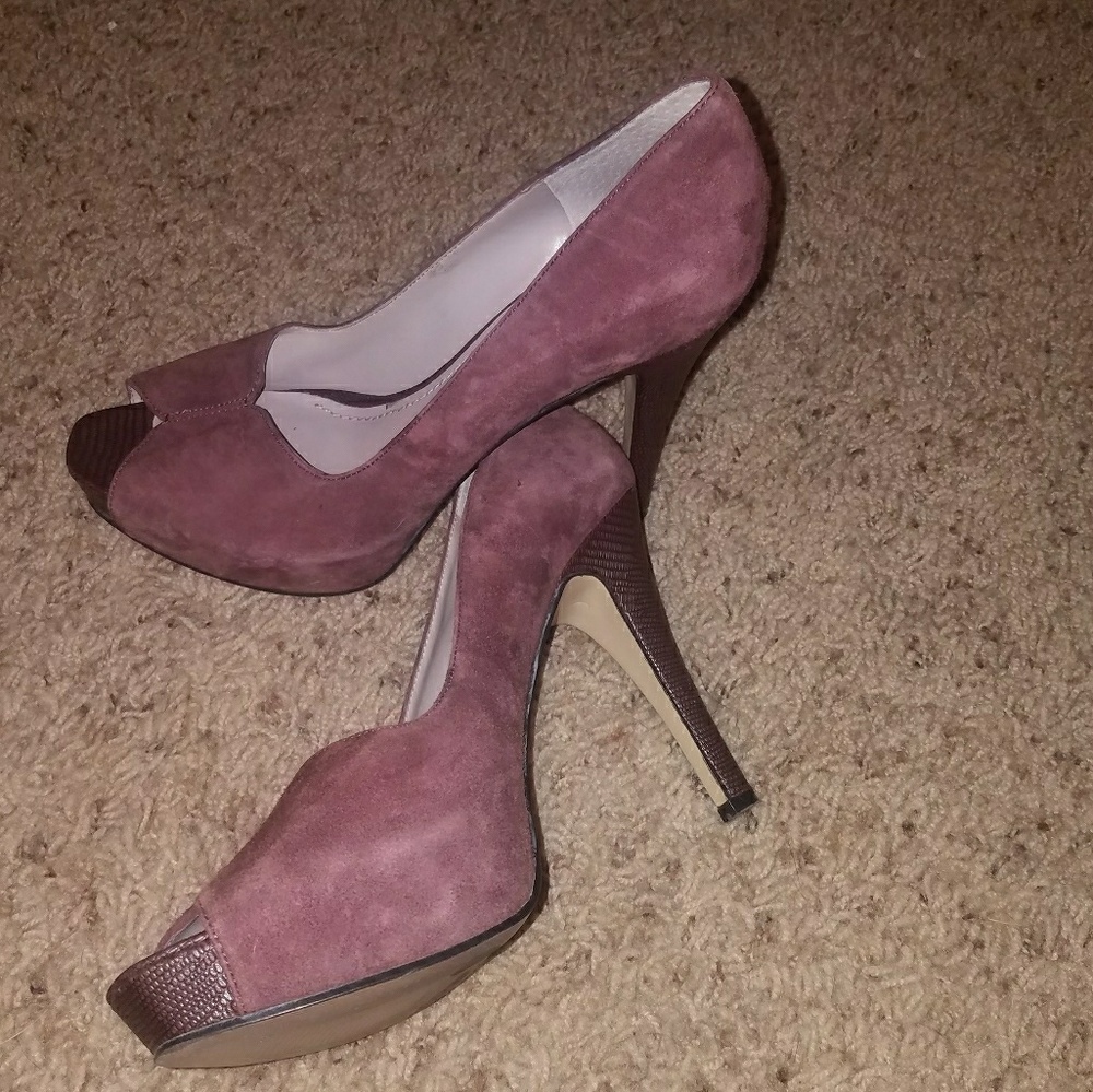 Nine West Suede Peep Toe Pumps