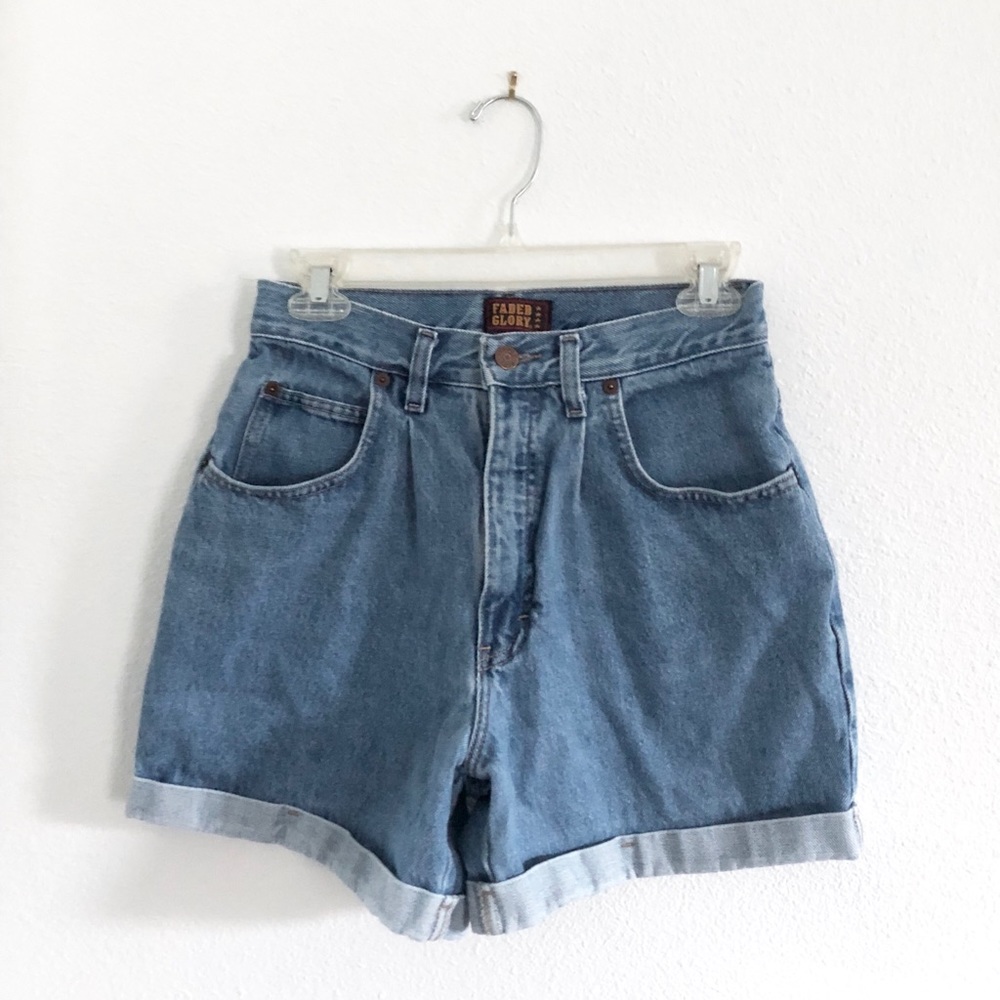 〰️ Faded Glory Blue Denim High Waisted Shorts