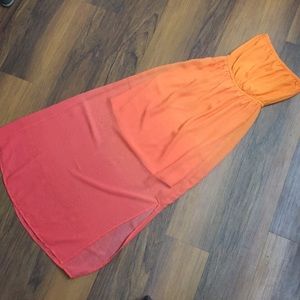 Orange-Pink Ombré Maxi Dress