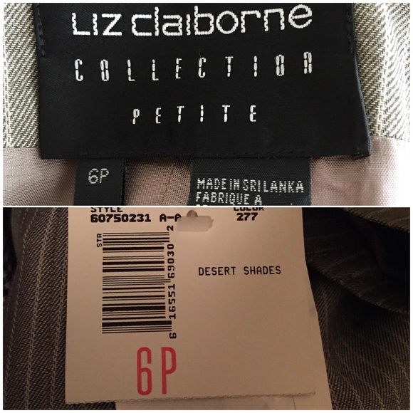 Liz Claiborne Tan Striped 2 Piece Suit 6P - Picture 8 of 8