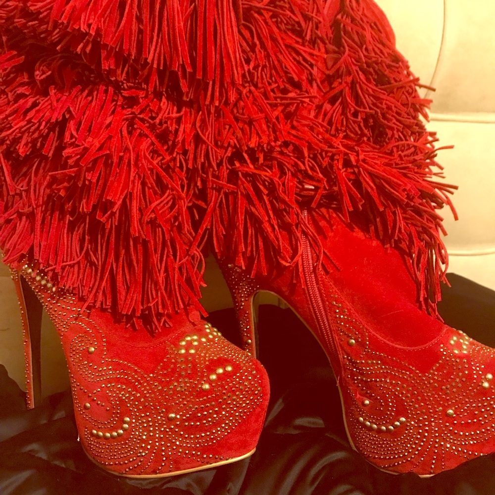 Red fringed boots