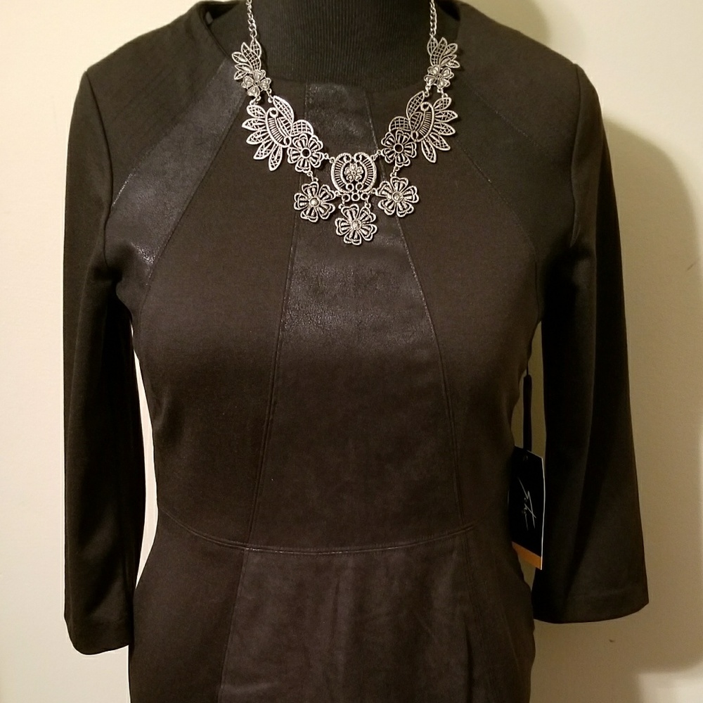 Mixed Media Dress, Black - Size L
