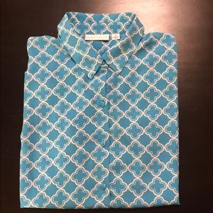 Susan Graver stretch woven tie front shirt