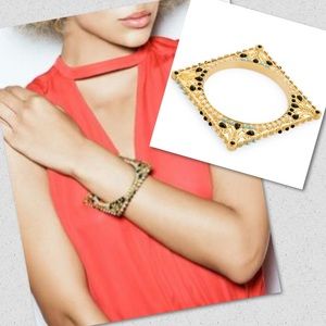 Jewelmint BAZAAR square bangle bracelet gold NEW