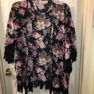 Gorgeous black floral Daniel Rainn kimono