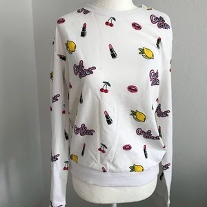 SOLD! H&M white Girl Crew lipstick sweater