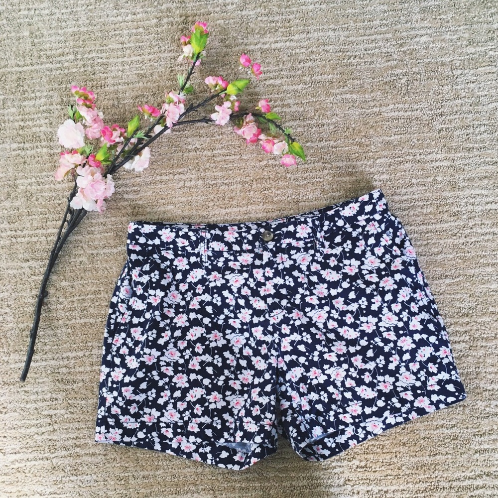 Navy Cherry Blossom Shorts