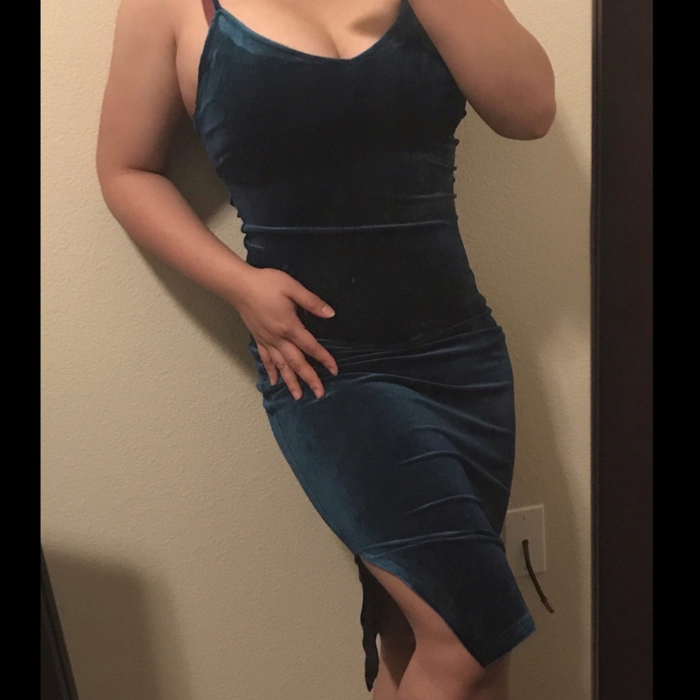 Blue velvet dress