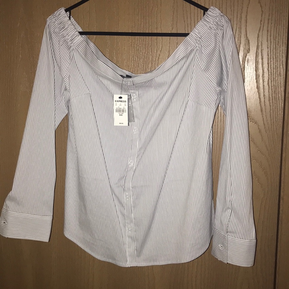 Off Shoulder Button Up Shirt