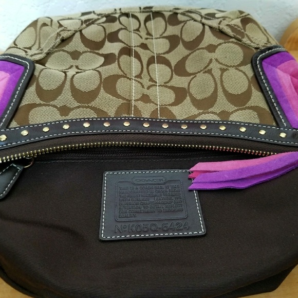 🍒 COACH Signature Brass studded HOBO - Picture 4 of 7