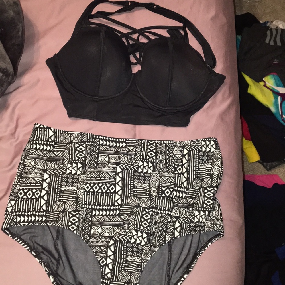 Black And White High Waisted Bikini